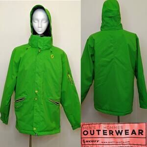 Scott Ski Jacket Men's XL Green Hooded Full Zip Waterproof Winter Sports #J5542